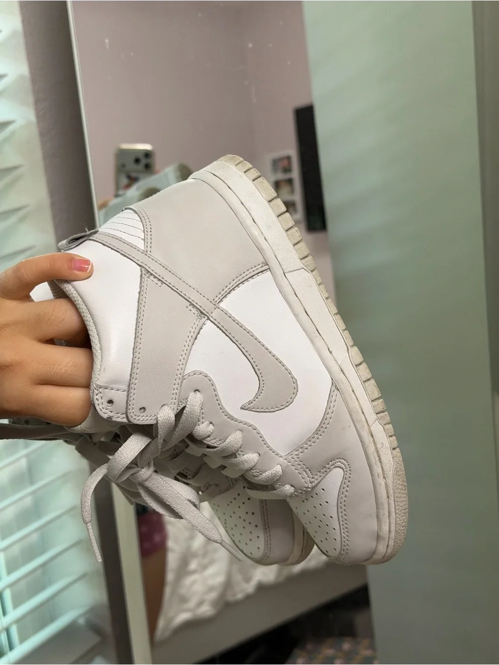 Nike Kids White and Light Gray High-Top Sneakers